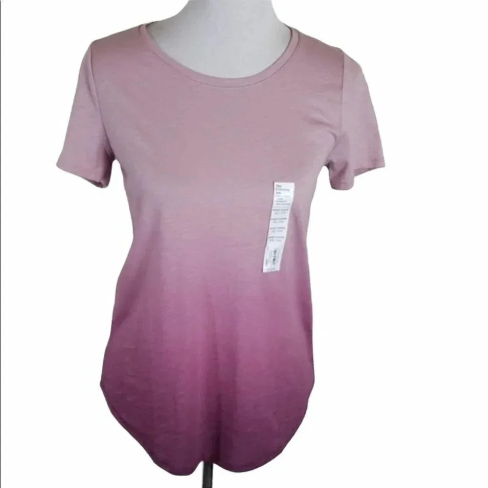Sonoma Goods For Life The Everyday Tee XS Pink‎ Ombre Dip Dye Short Sleeve Crew